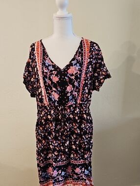 Boho Floral 70 Comfy Soft Casual Sundress Bohemian Beach Flowy Feminine Festival